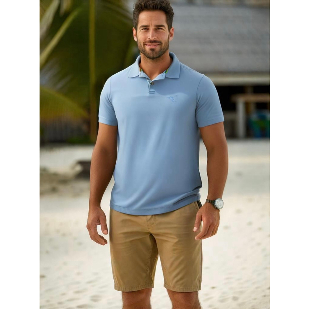 Tommy Bahama Men's Polo Shirt Size Med Blue Embroidered Logo Short Sleeve Preppy